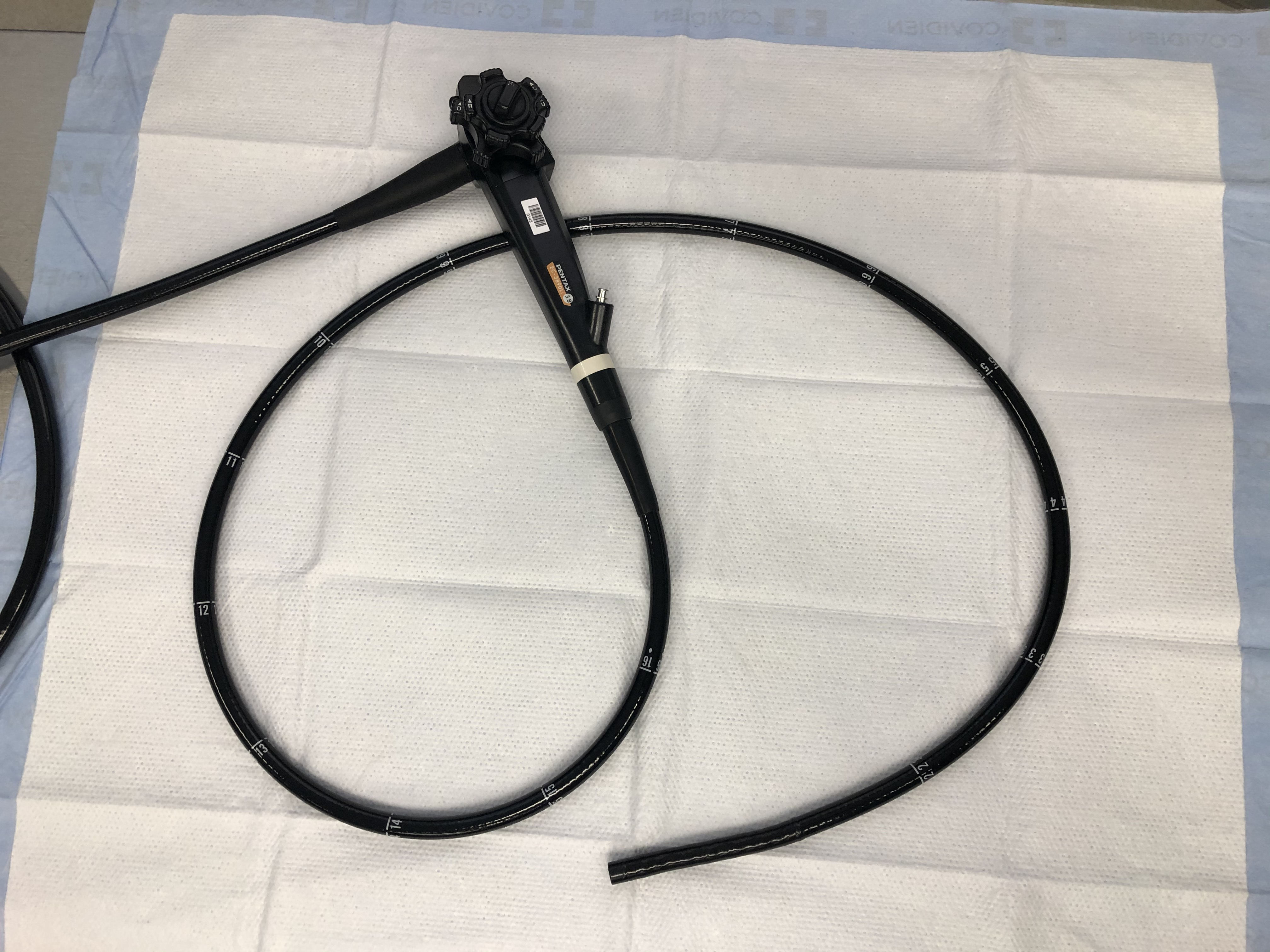 <p>Standard Colonoscope. This image shows a standard colonoscope used in a colonoscopy procedure.</p>