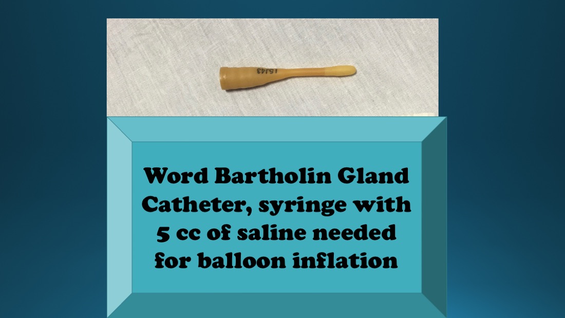 <p>Bartholin Gland Word Catheter. The Word catheter is used in the management of Bartholin cysts in some cases.</p>