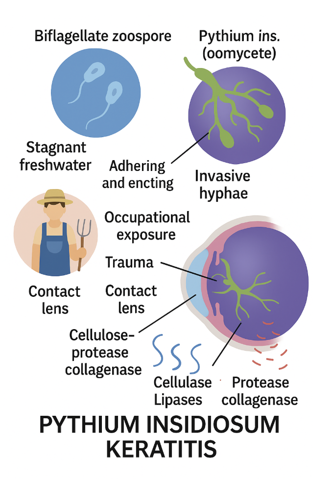 <p>Schematic diagram depicting risk factors for Pythium insidiosum keratitis</p>