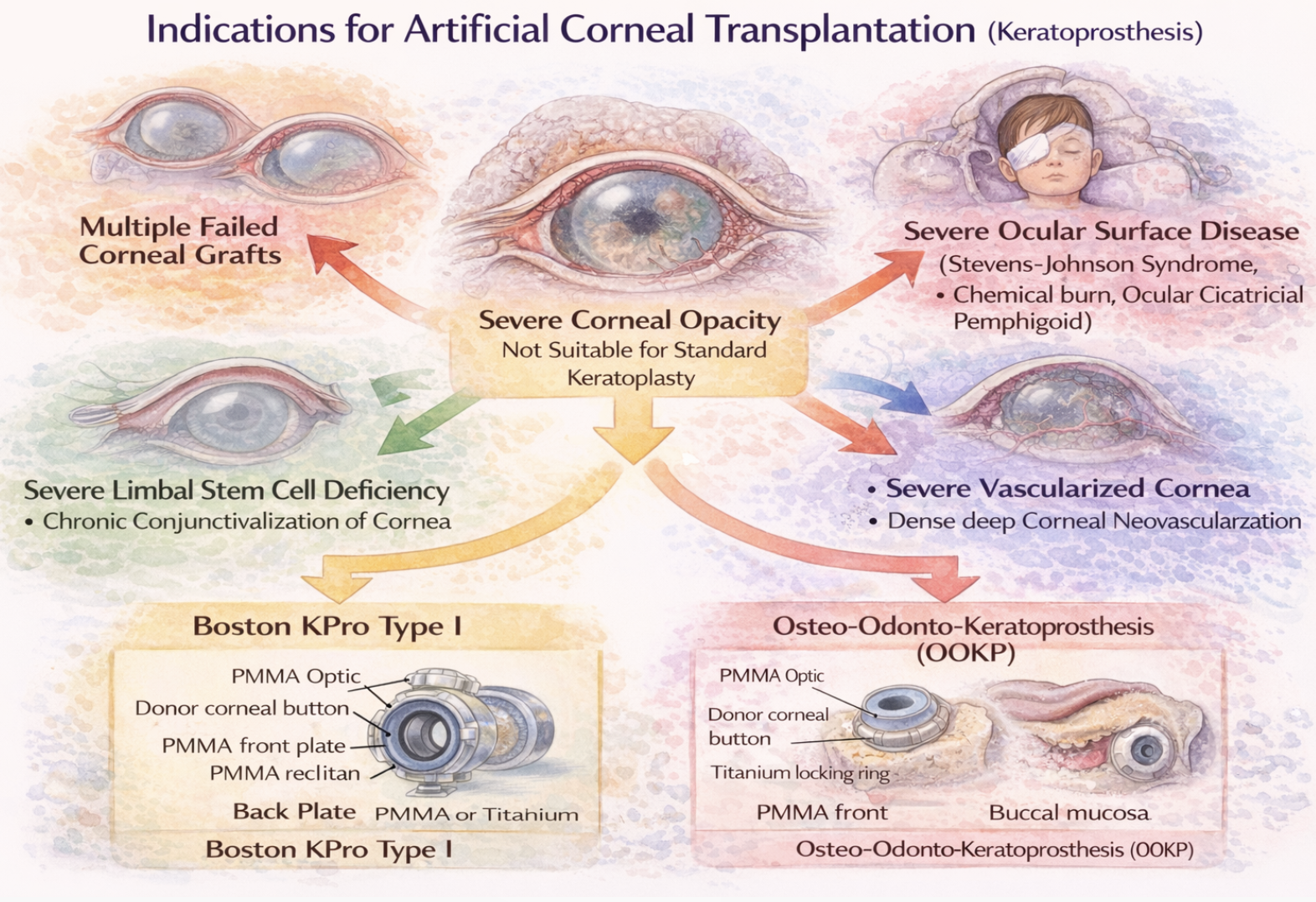 <p>Schematic diagram depicting indications for artificial corneal transplantation</p>