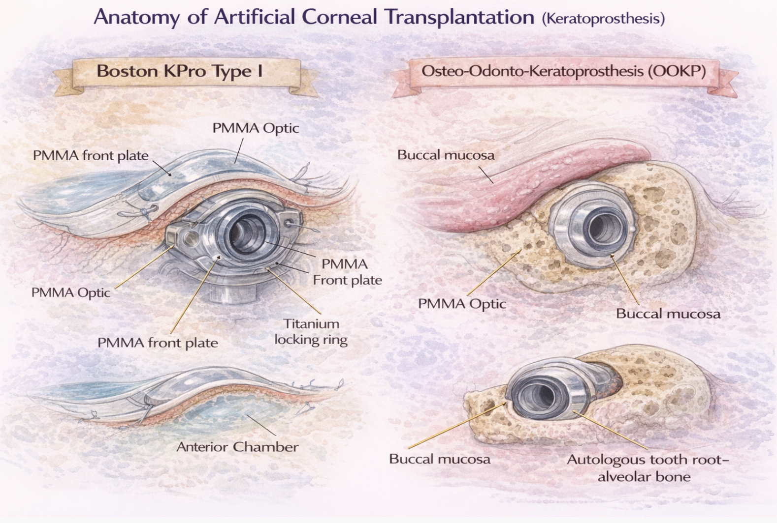 <p>Schematic diagram depicting anatomy of&nbsp;artificial corneal transplantation</p>