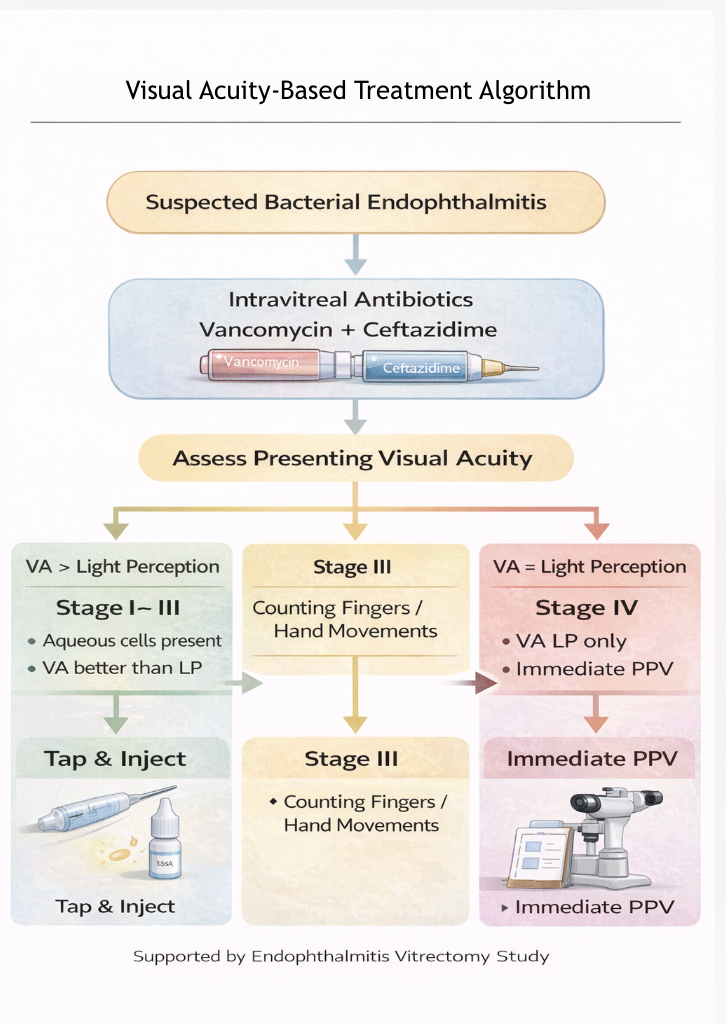 <p>Visual Acuity&ndash;Based Treatment Algorithm for Bacterial Endophthalmitis