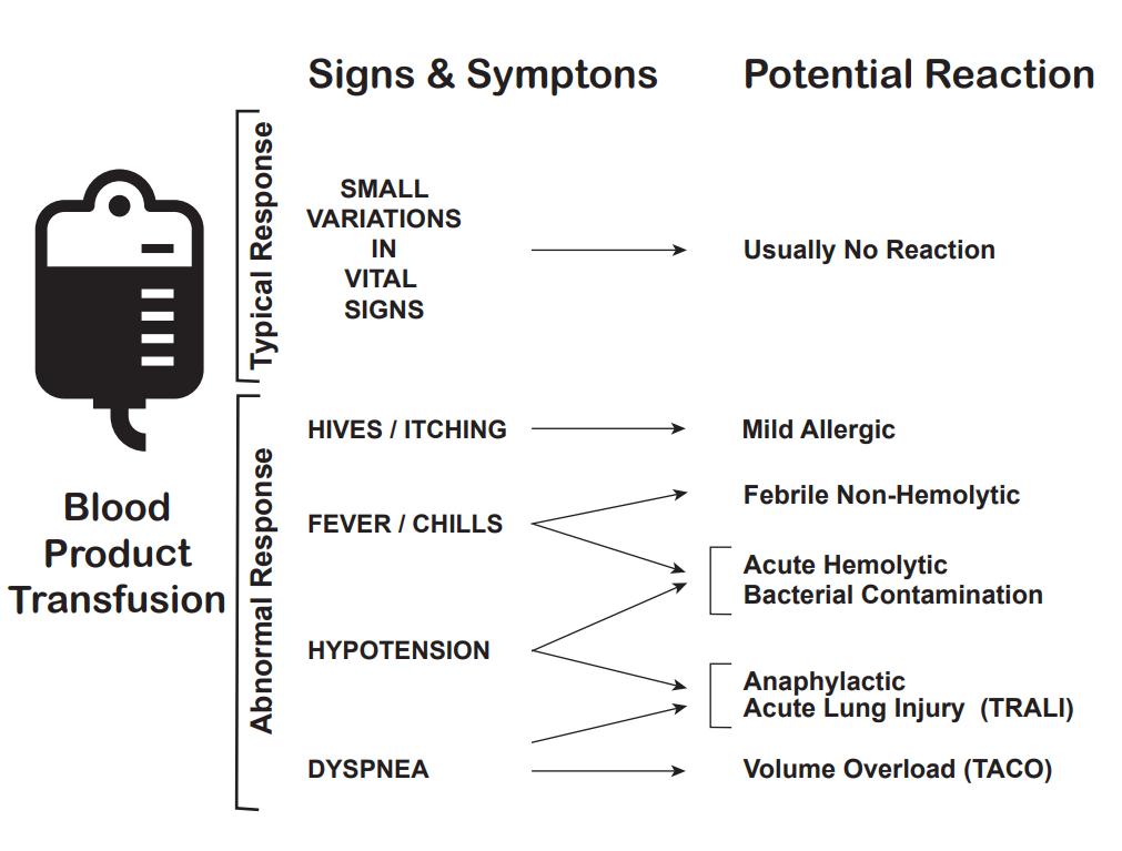 <p>Transfusion Reaction Signs and Symptoms