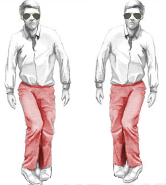 <p>Scissor Gait. This image shows a man with a scissor gait.</p>